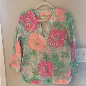 Lilly Pulitzer Women's Floral Top - Green and Pink